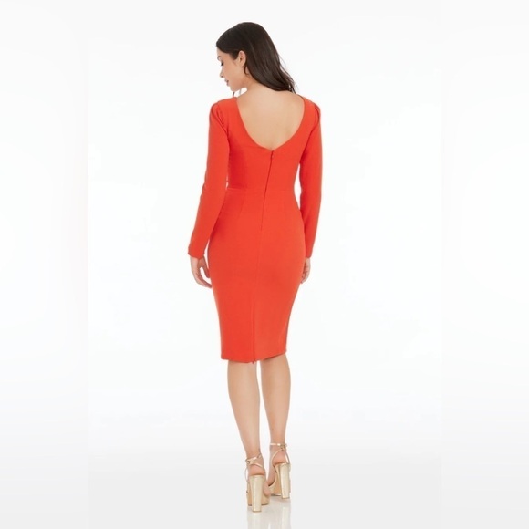 NWT DRESS THE POPULATION Nadia Modern Long Sleeve Dress Poppy - Picture 4 of 12